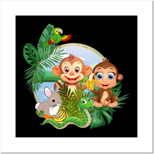 jungle monkey Posters and Art